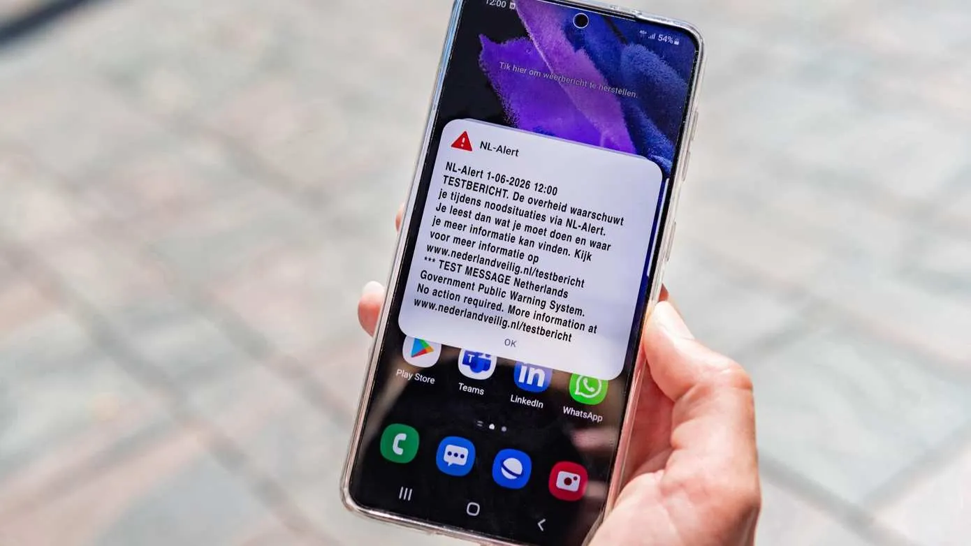 NL-Alert testbericht - mobiele telefoon - 2026