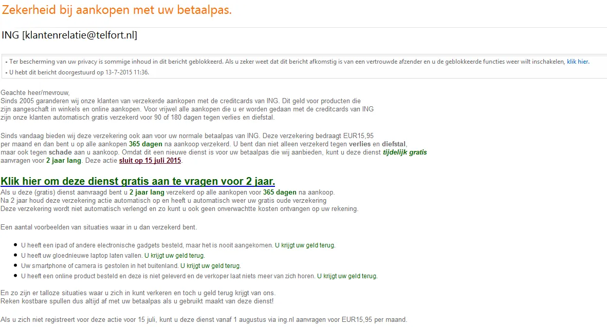 spammail ing 13 juli 2015