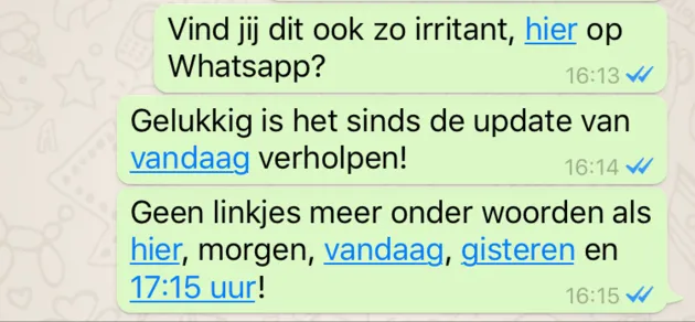whatsapp blauwe linkjes