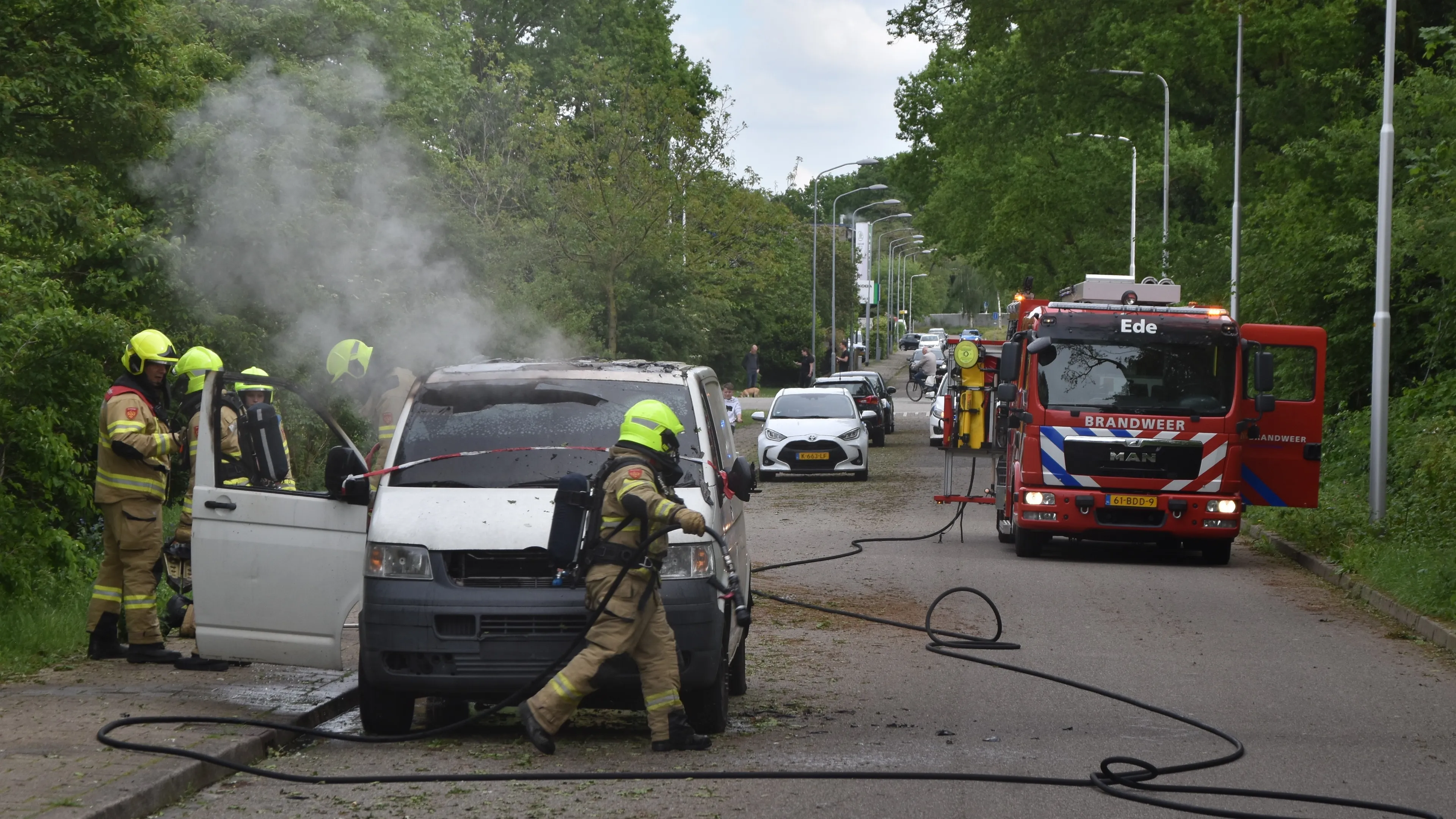 brand in bestelbus