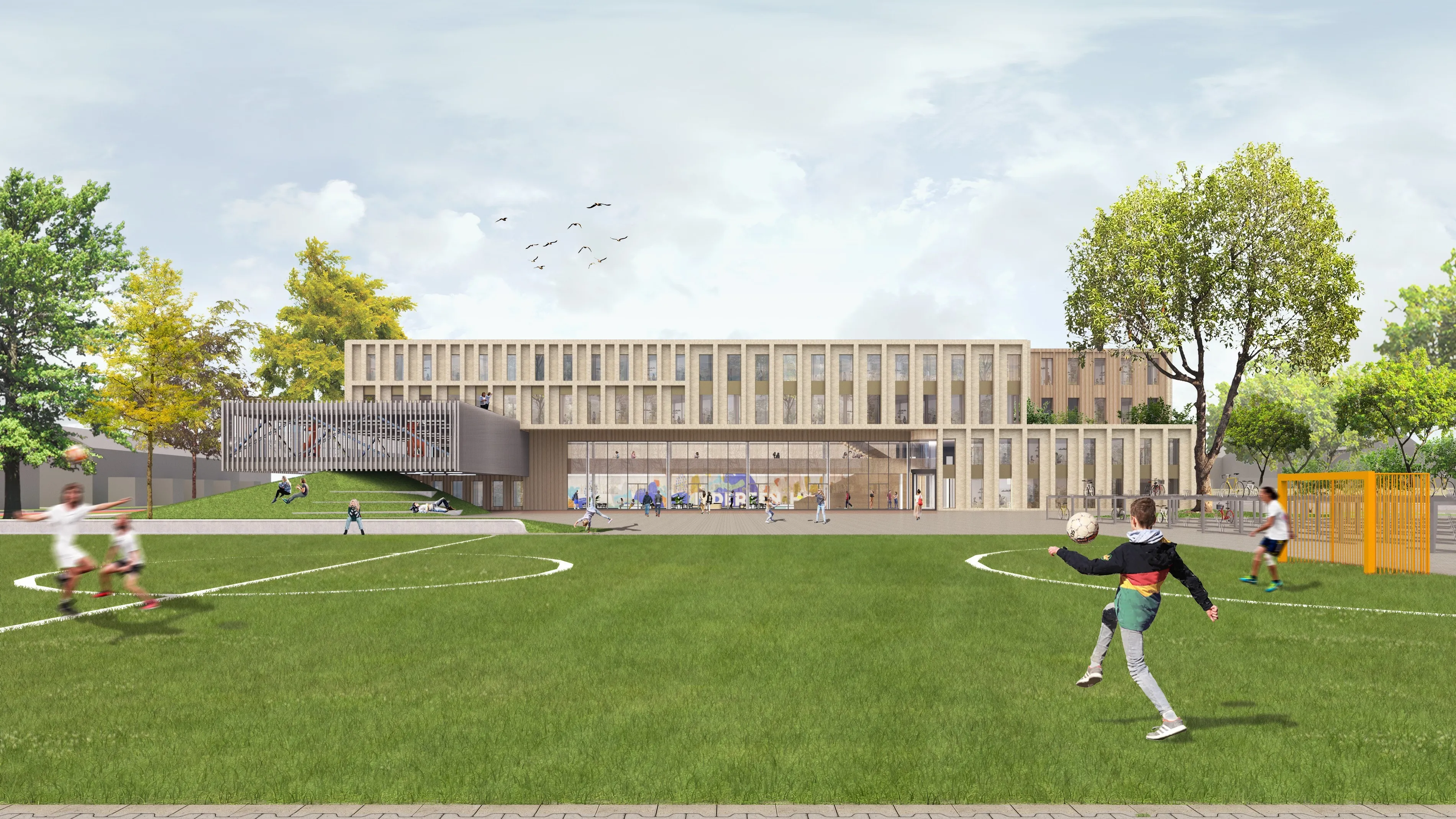 schetsontwerp van nieuwe het streek lyceum