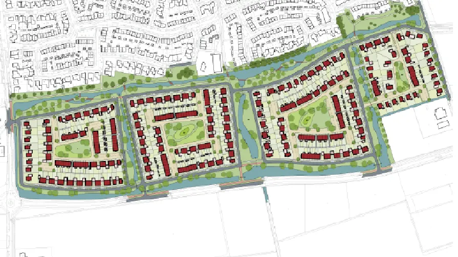 tekening ontwerp tussen de leijen rijen