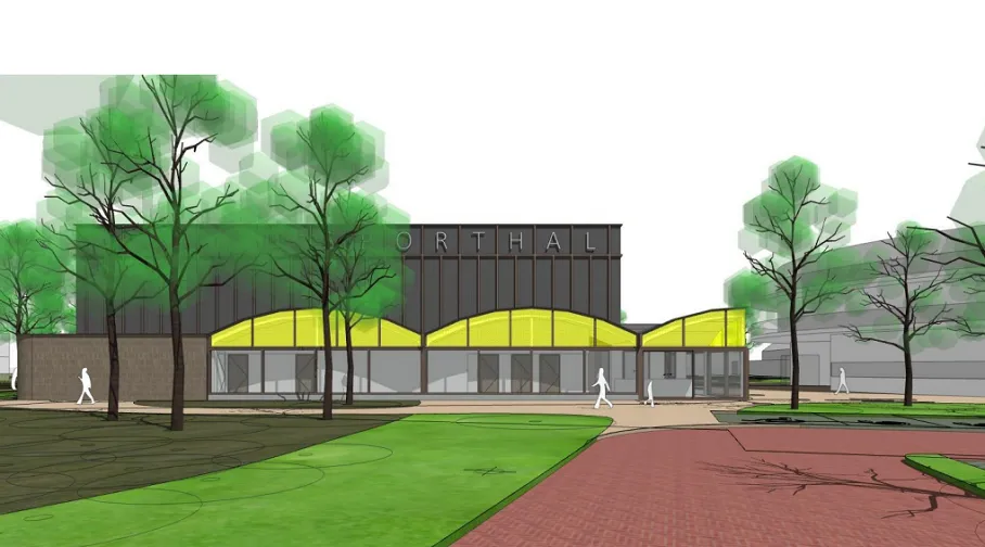 vooraanzicht sporthal rijen