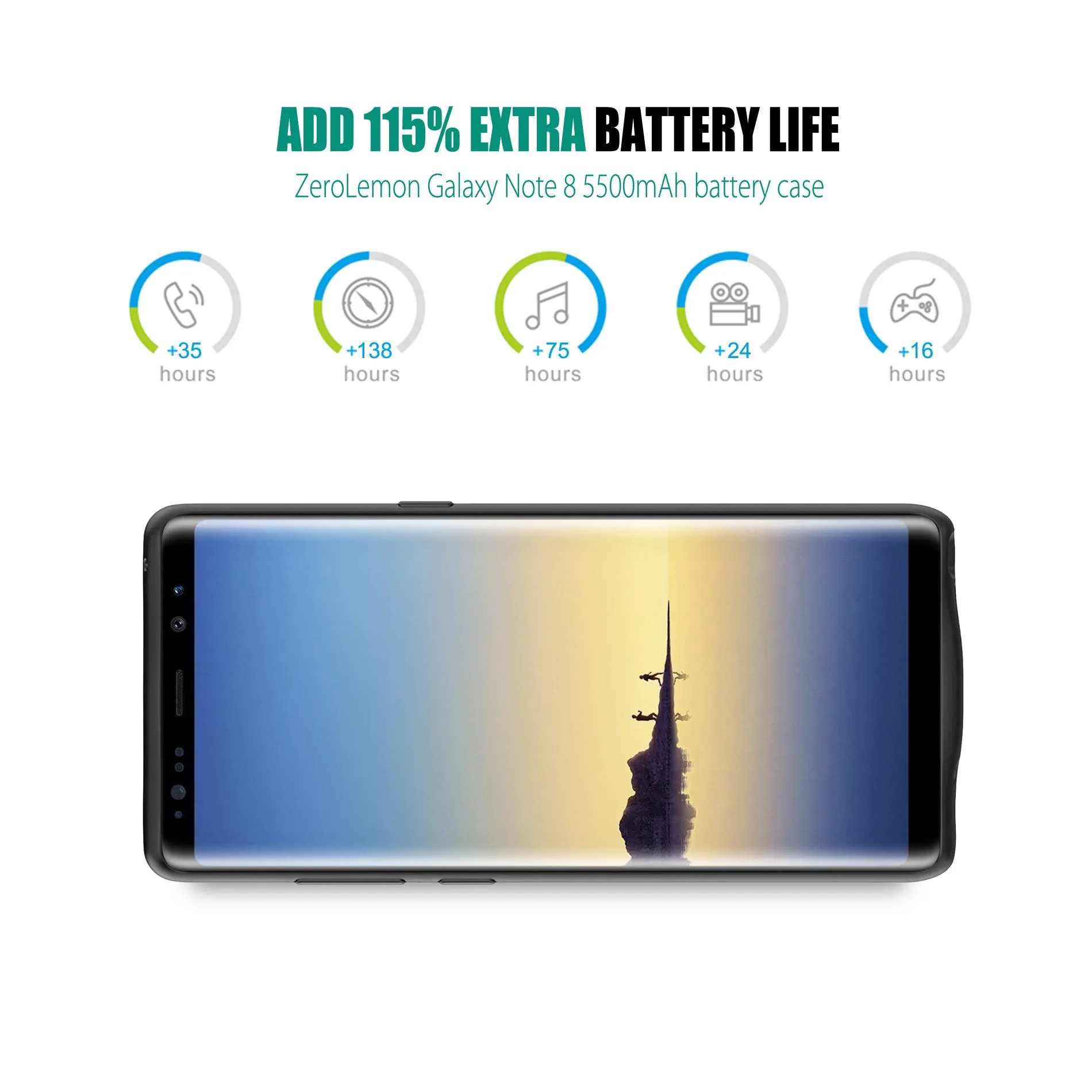 2 galaxy note 8 5500mah battery case