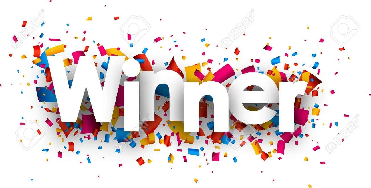 45573198 winner sign with colour confetti vector paper illustration