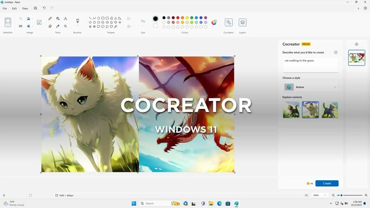cocreator paint windows 11