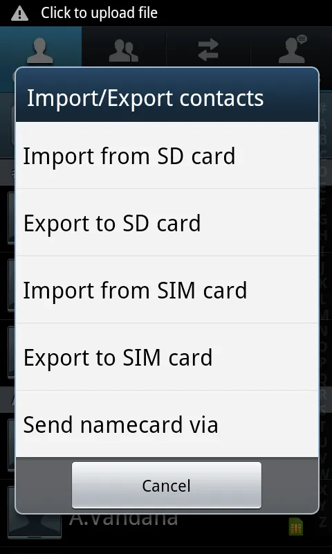 export contacts