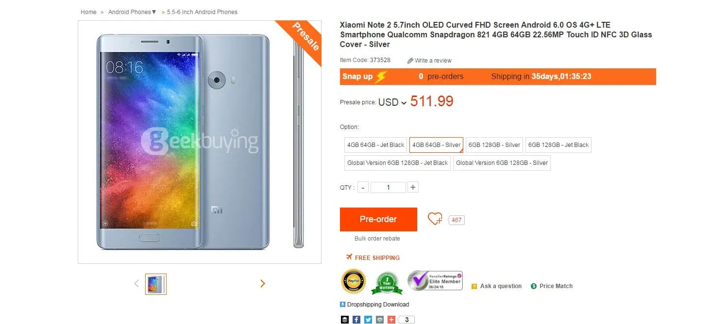 fireshot capture 261 xiaomi note 2 4gb 64gb smartphone s http wwwgeekbuyingcom item xia