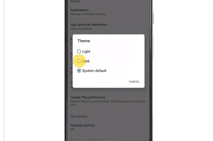 google play store dark theme a