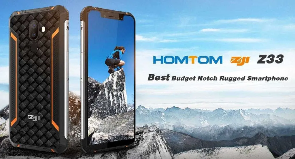homtom zoji z33 rugged phone con notch banner