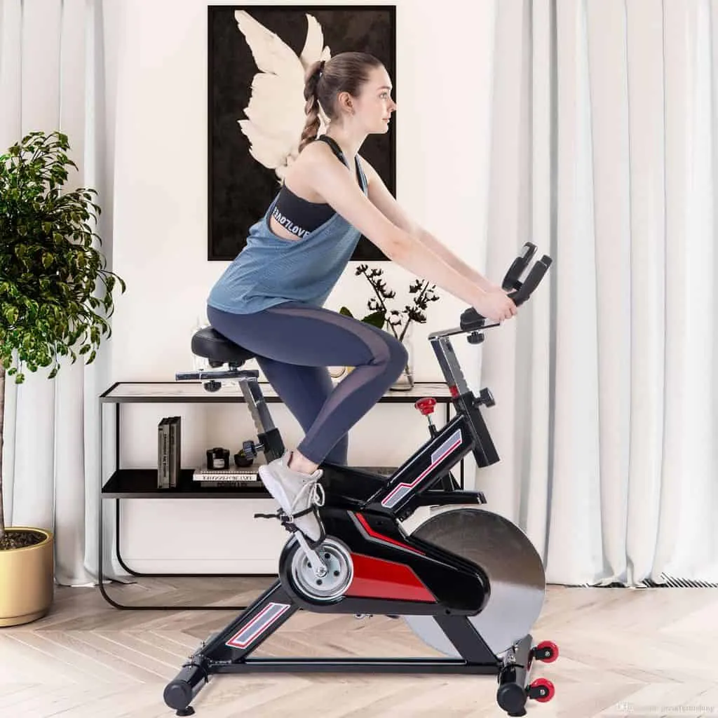indoor cycling exercise bike belt drive stationary bicycle with lcd monitor and comfortable seat cushion for home cardio workout