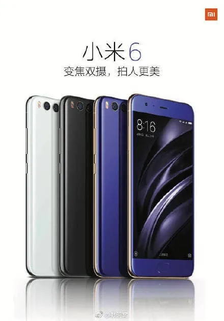 mi 6 blue black white colors