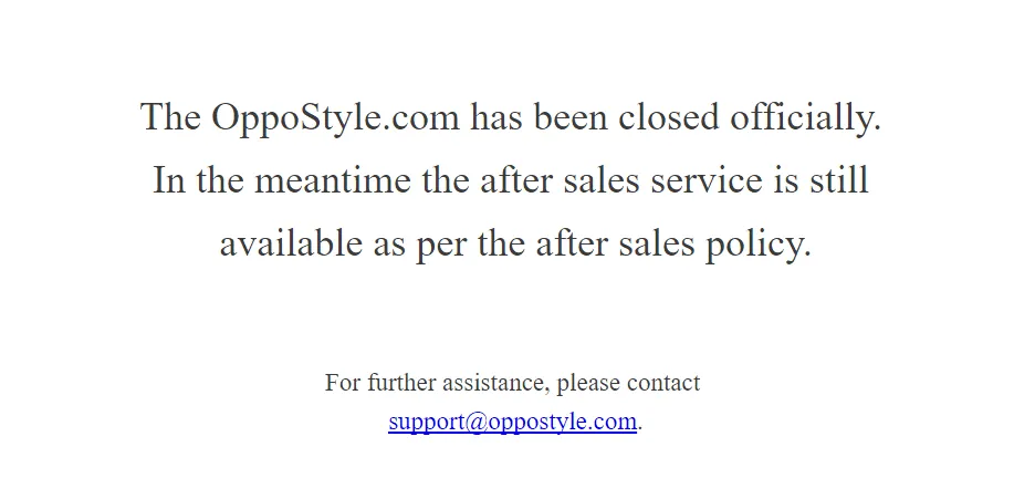 oppostyle oppo store chiude
