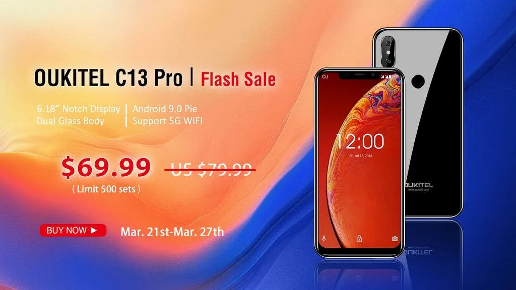 oukitel c13 pro flash sale at 6999 on banggood