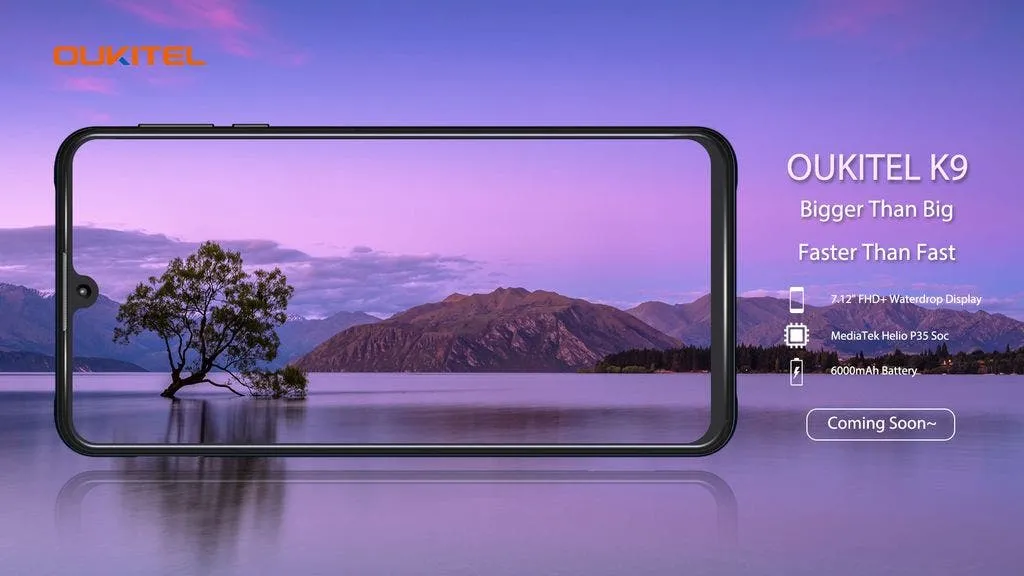 oukitel k9 come soom with 712 inch waterdrop display and helio p35 soc