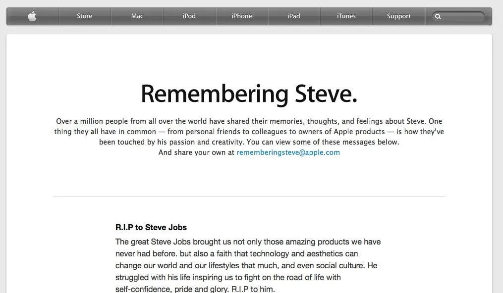 remembering steve apple page