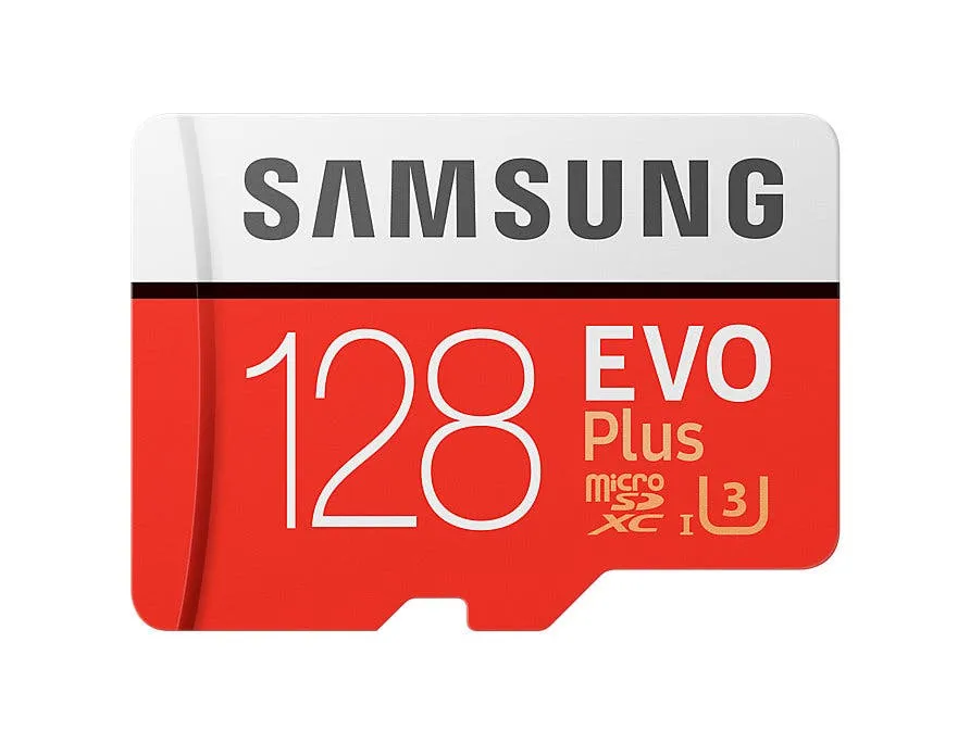 uk evo plus microsd card with sd adapter 100 mb mc128ga eu frontred 63687818
