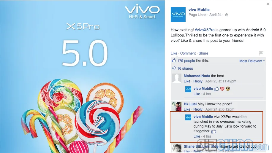 vivo x5 pro international launch