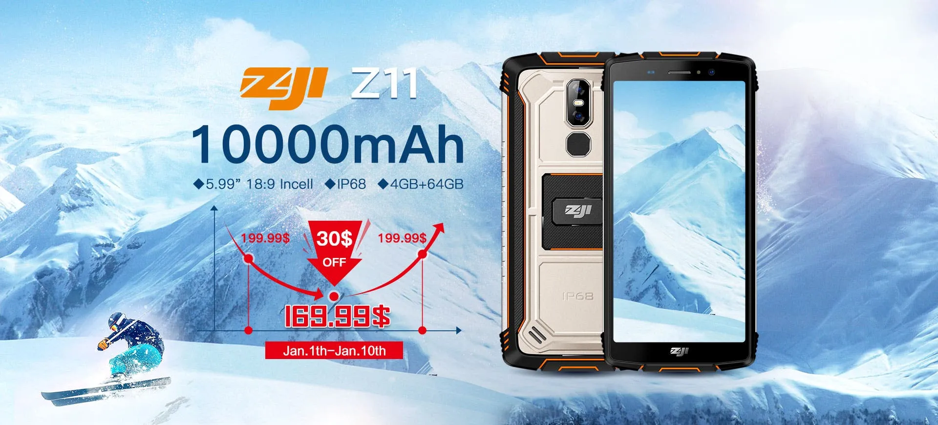 zoji z11 10000mah rugged phone