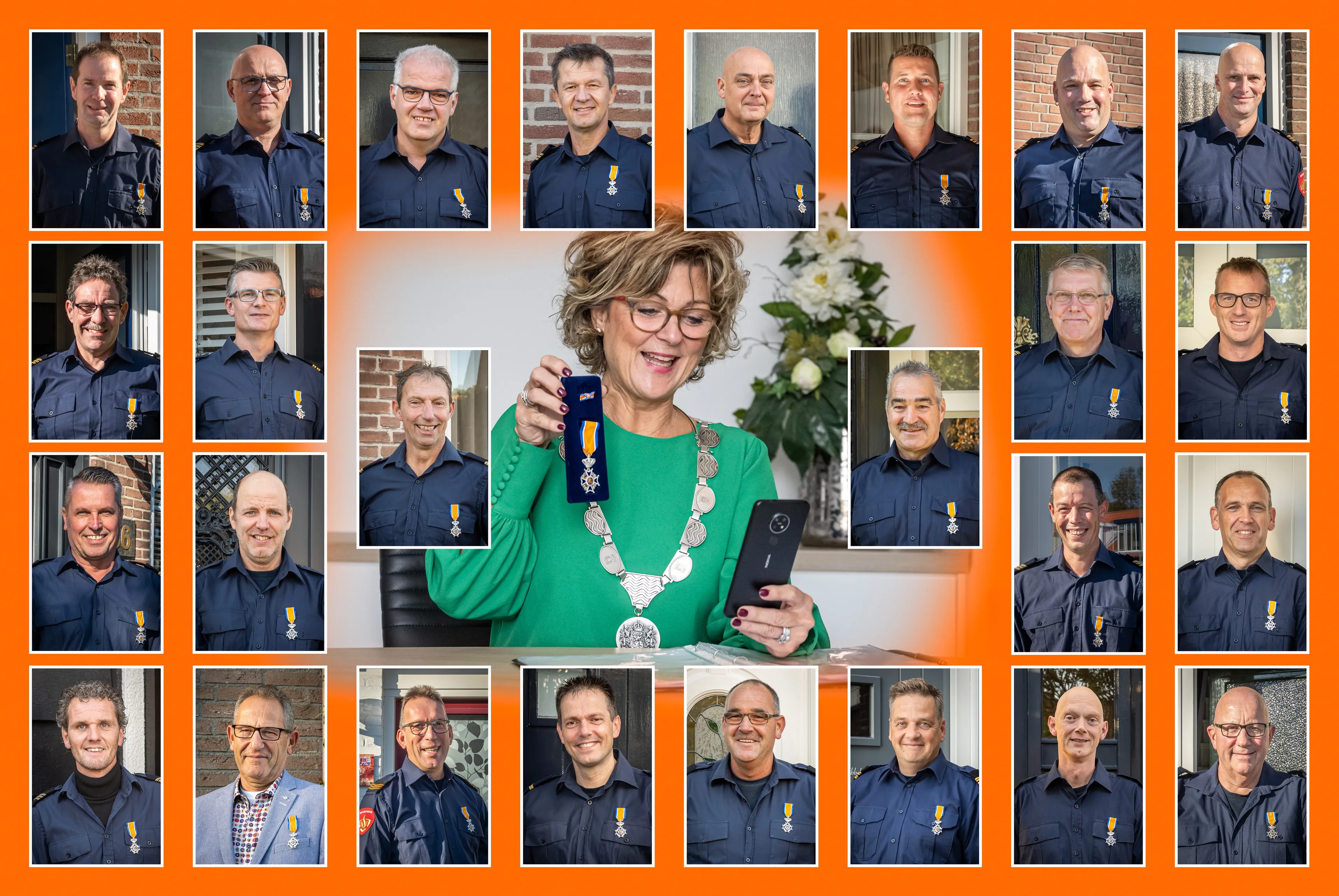 collage uitreiking 26 brandweermannen