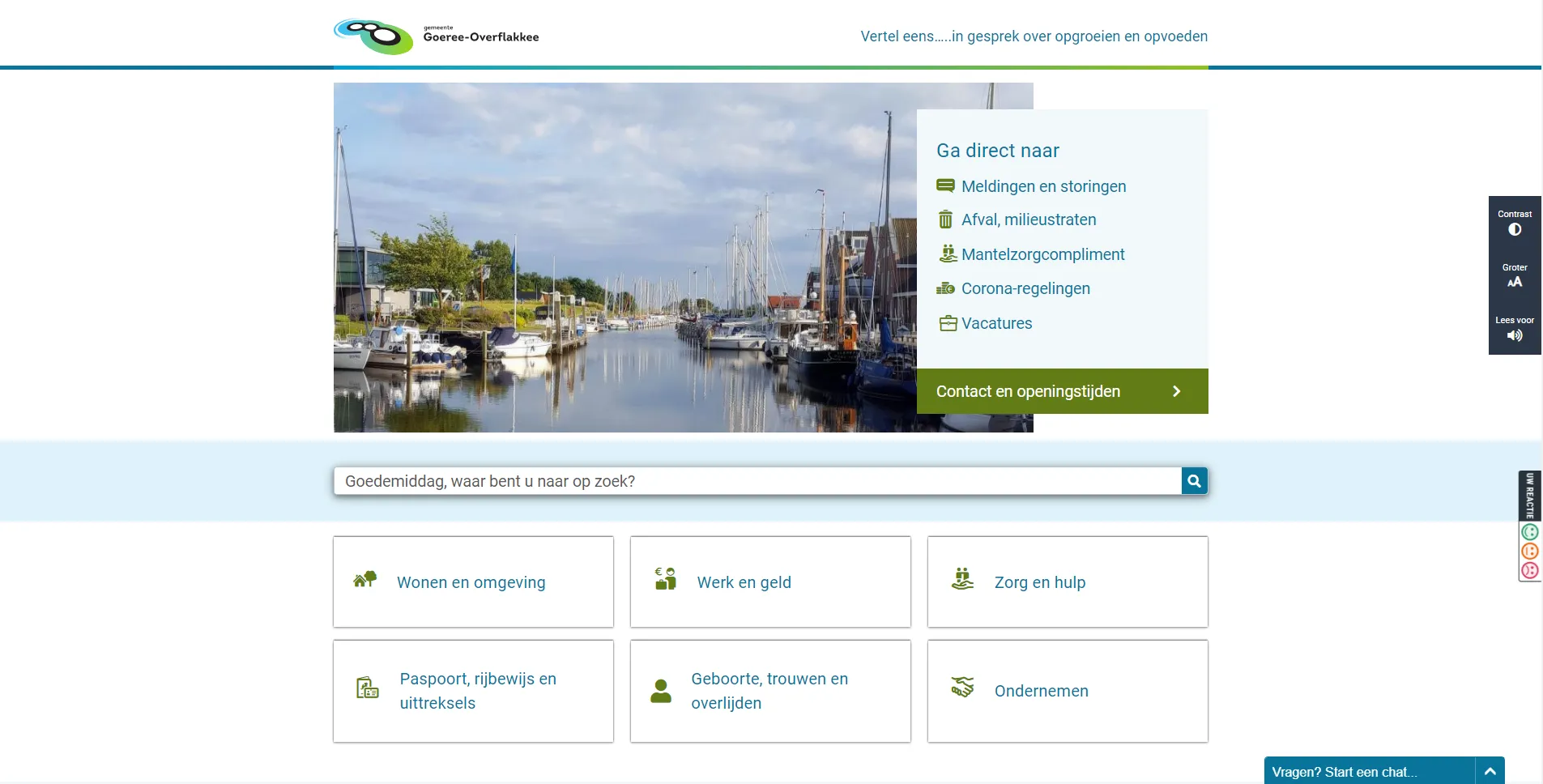 homepagina van de nieuwe gemeentelijke website