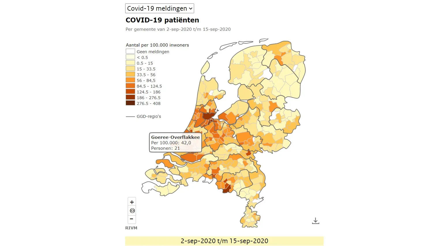 rivm corona kaart 15 september