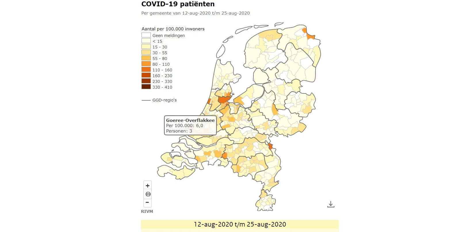 rivm corona kaart 25 augustus