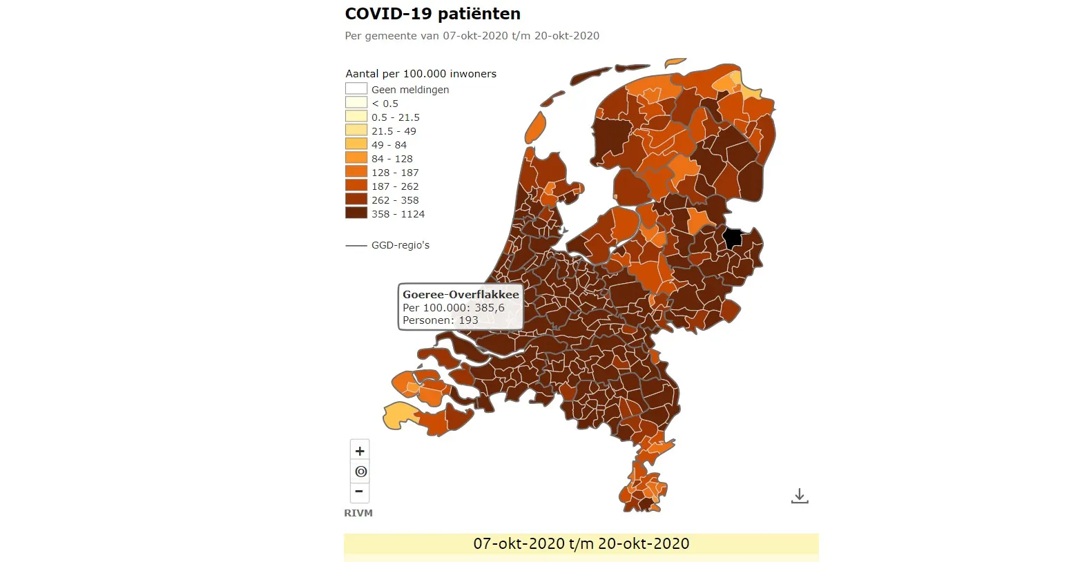 rivm coronakaart 20 oktober