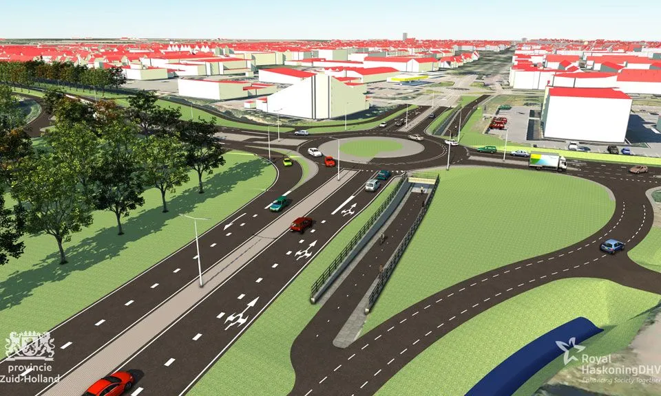 visualisatie nieuwe turborotonde en fietstunnel n215 middelharnis