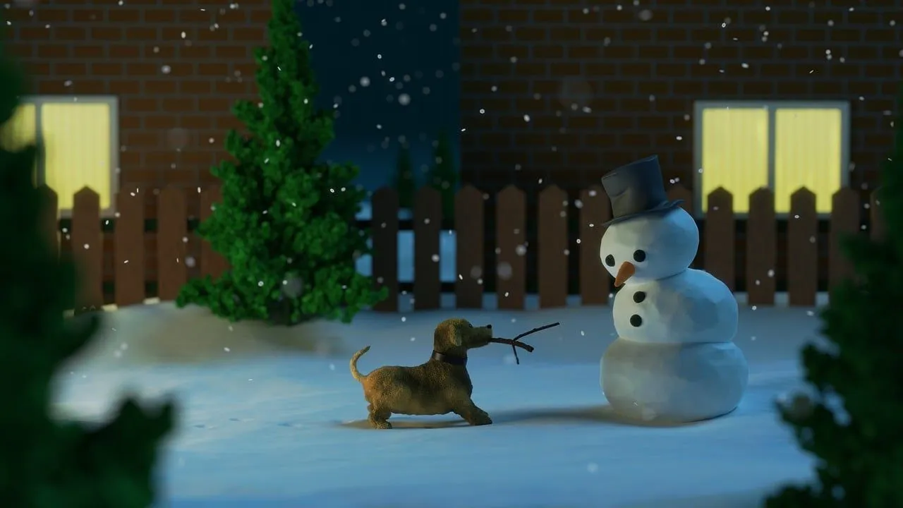 sneeuwpop sneeuw hond kerst