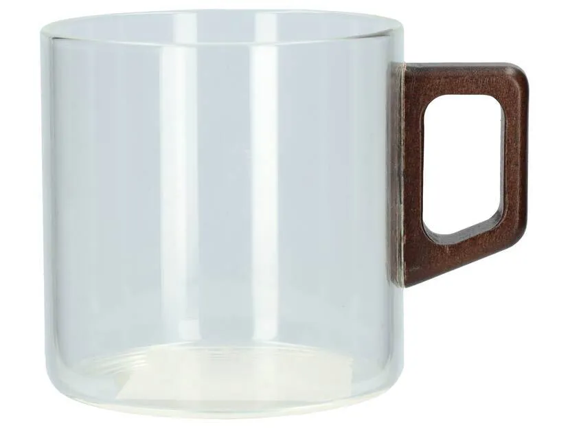 drinkglas met houten handvat wibra