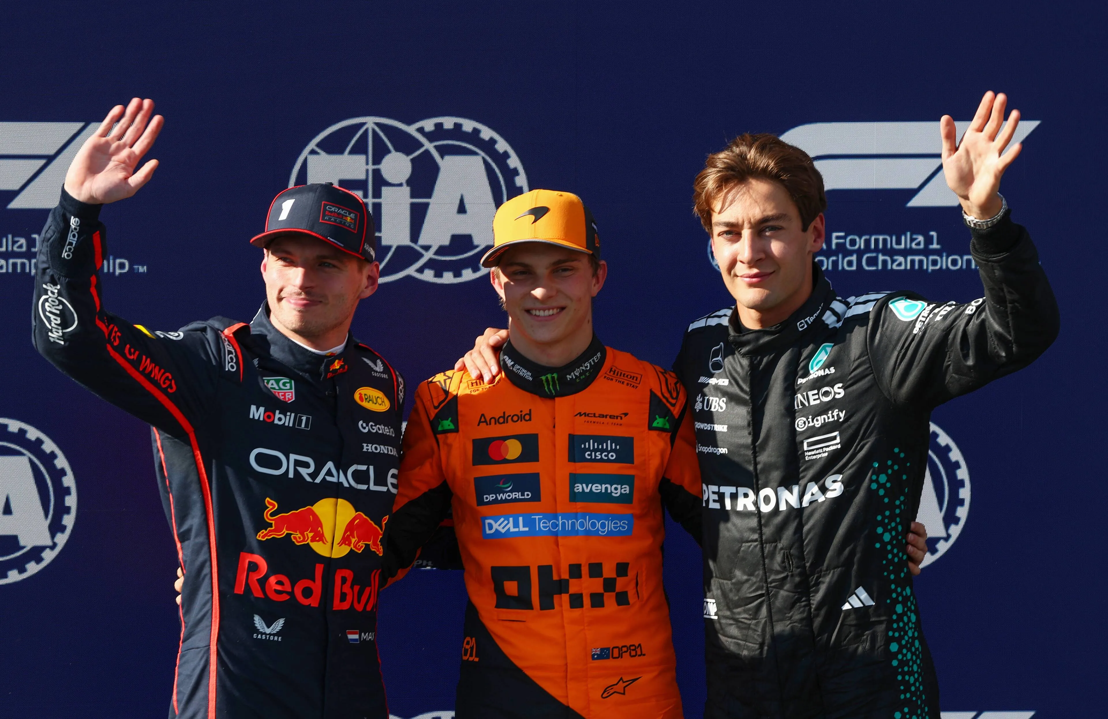 Verstappen, Piastri, Russell in Imola
