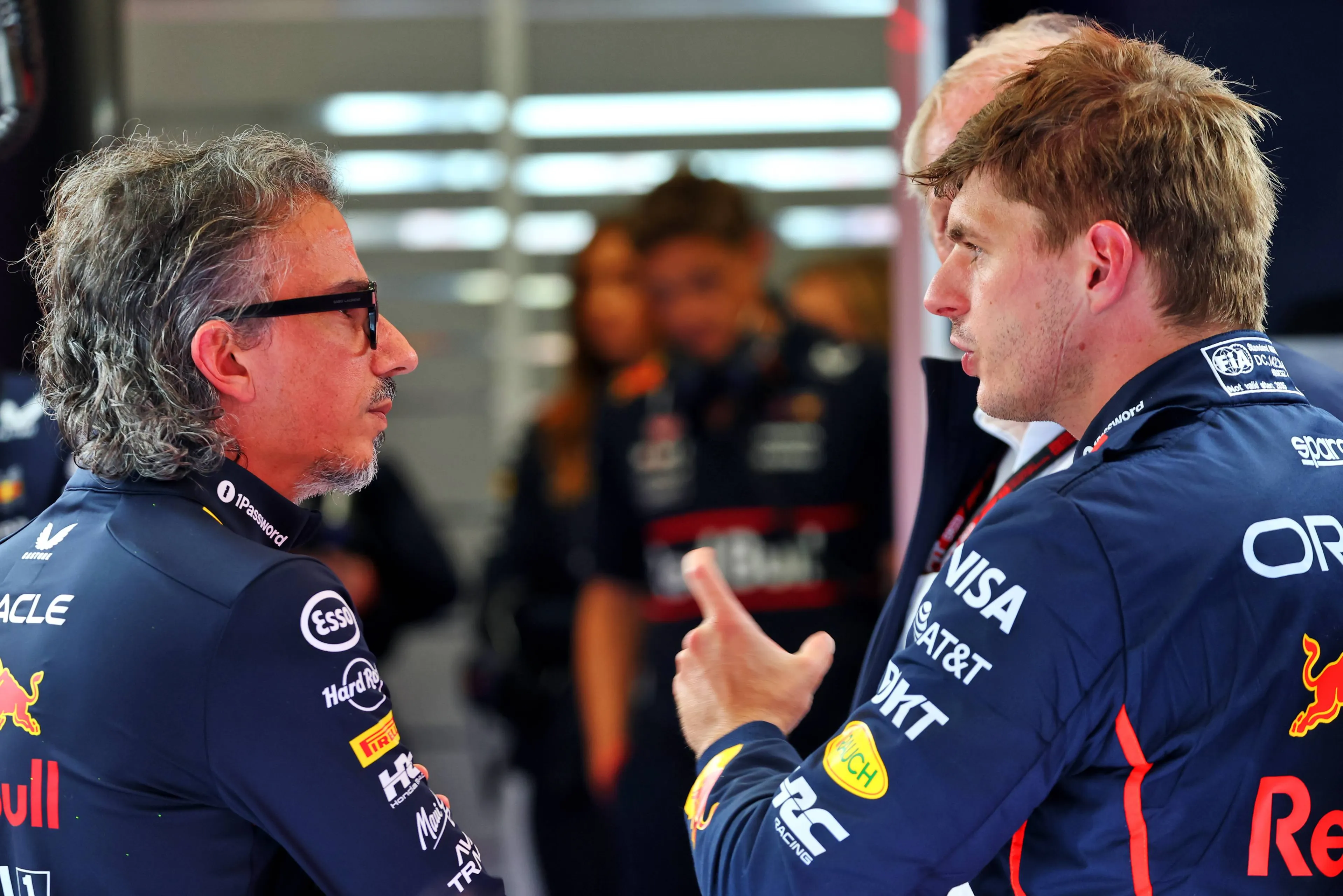 Laurent Mekies and Max Verstappen