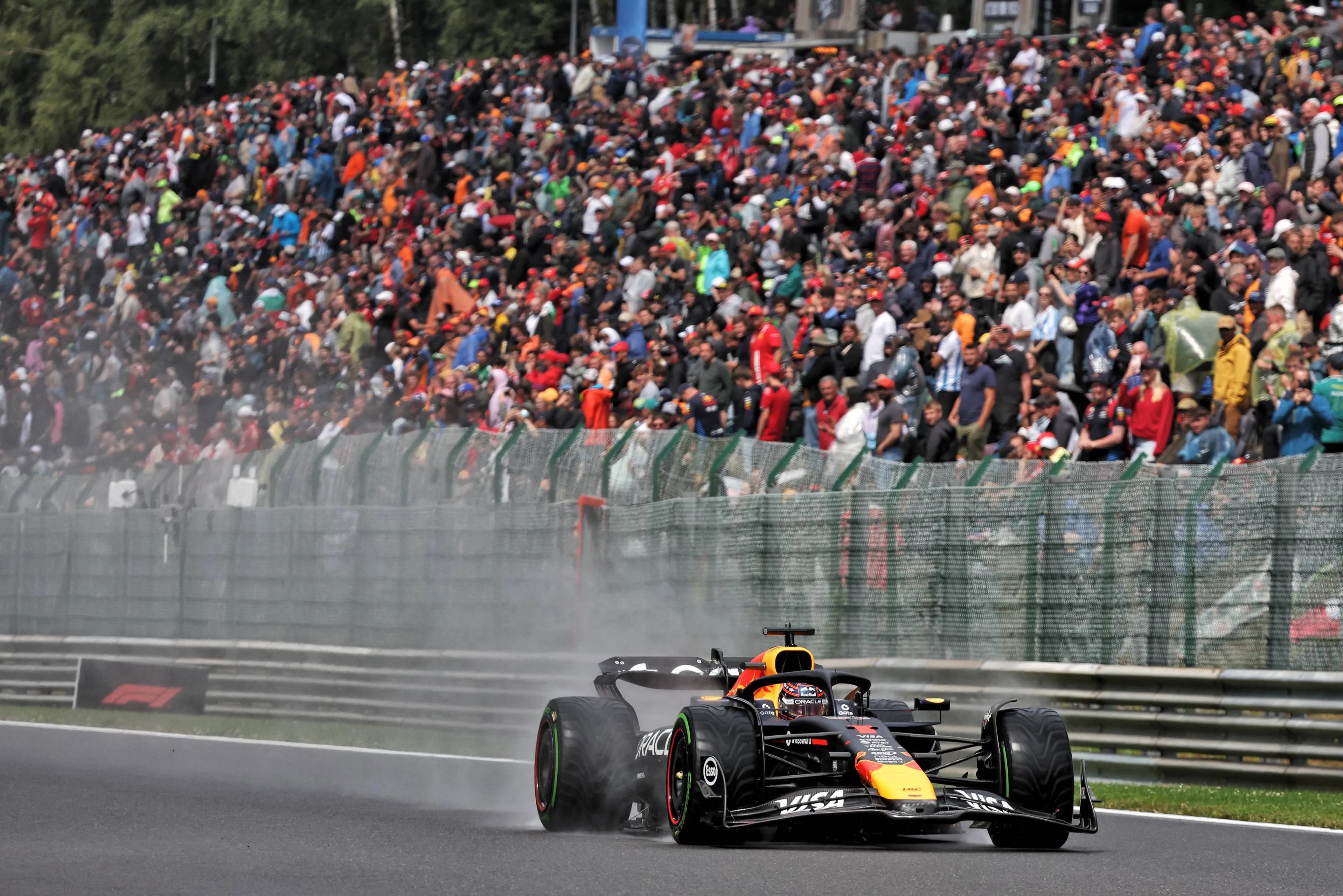 Max Verstappen drives in the rain in Spa-Francorchamps