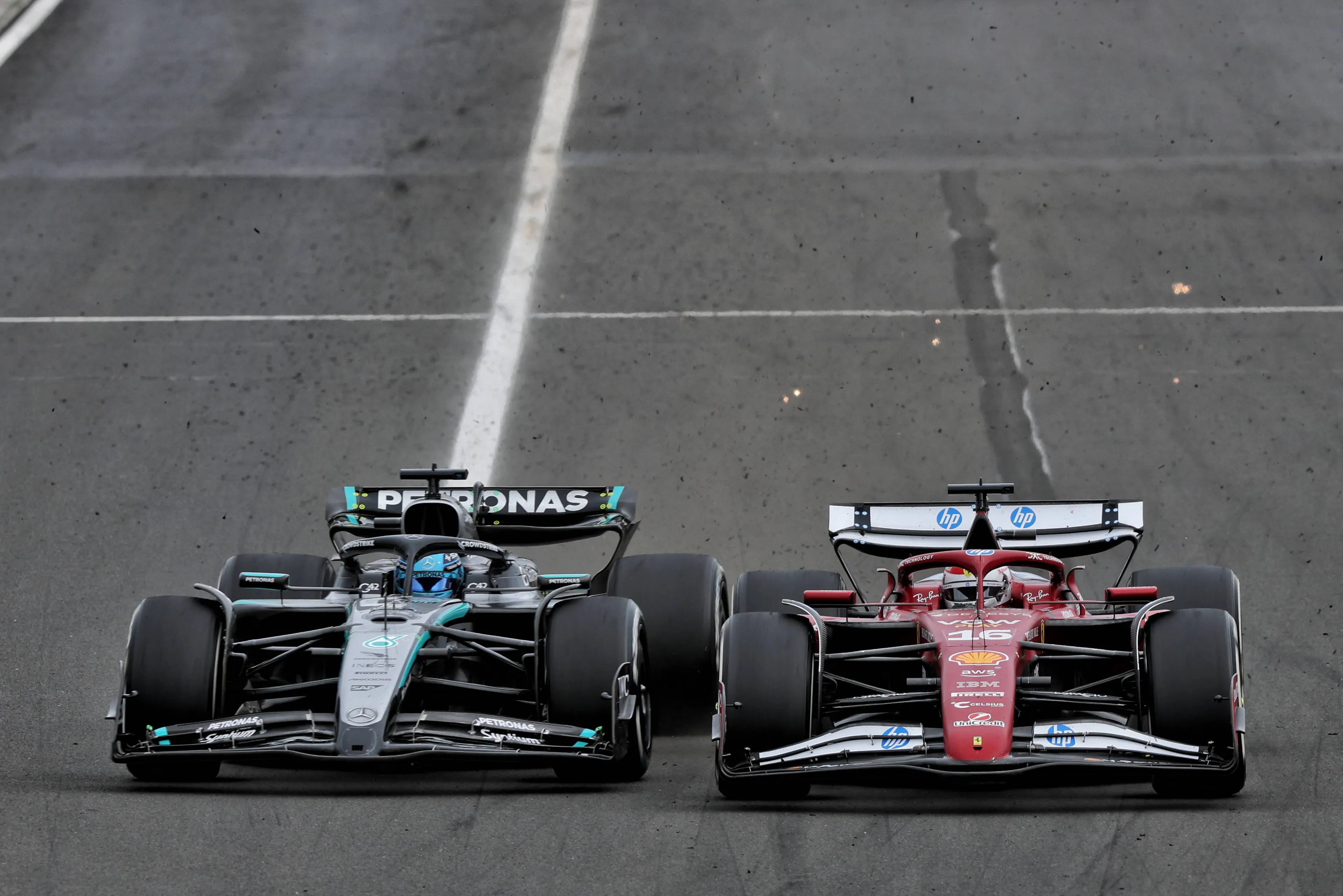 George Russell and Charles Leclerc nearly collided at Hungary