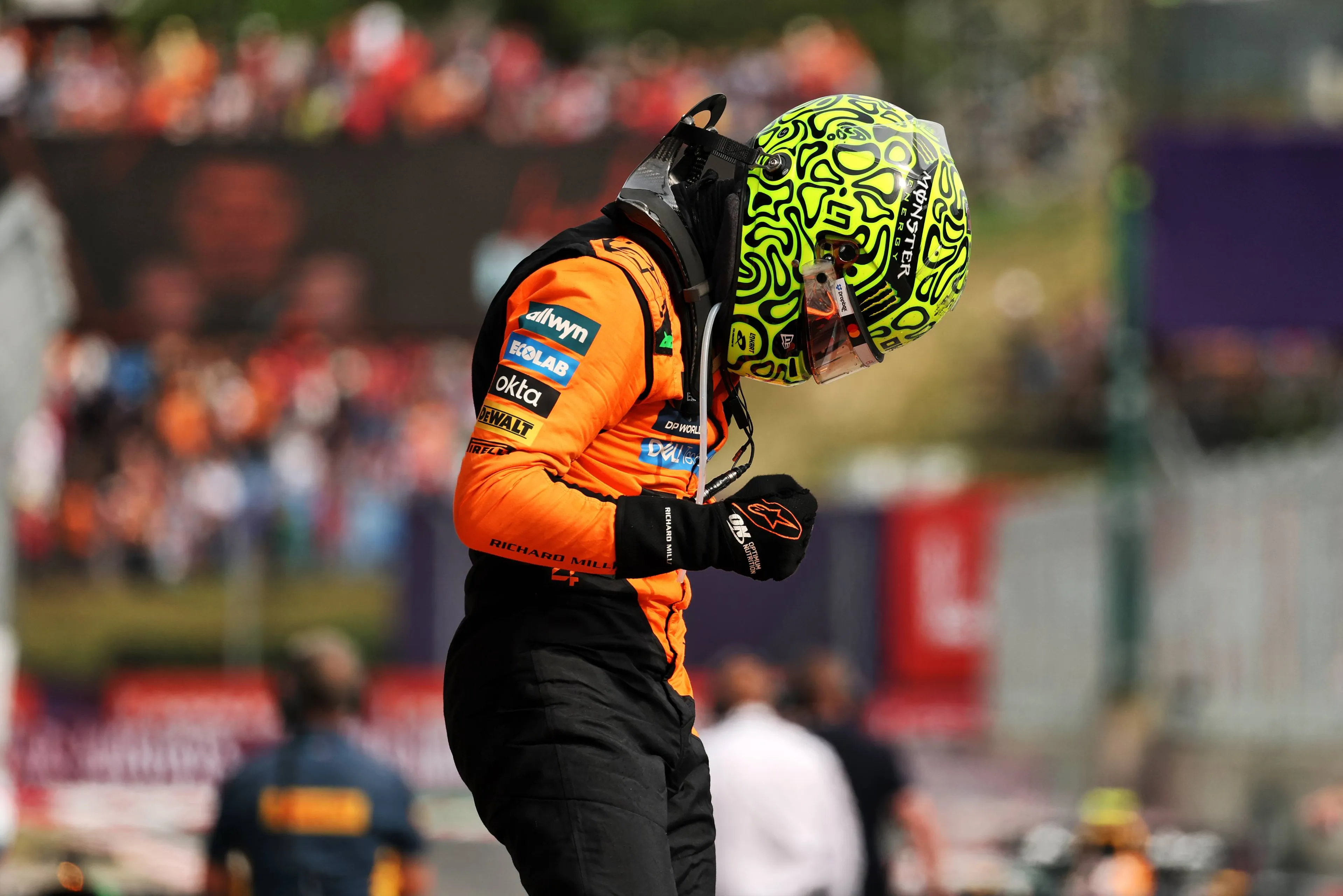 Lando Norris celebrates in Hungary