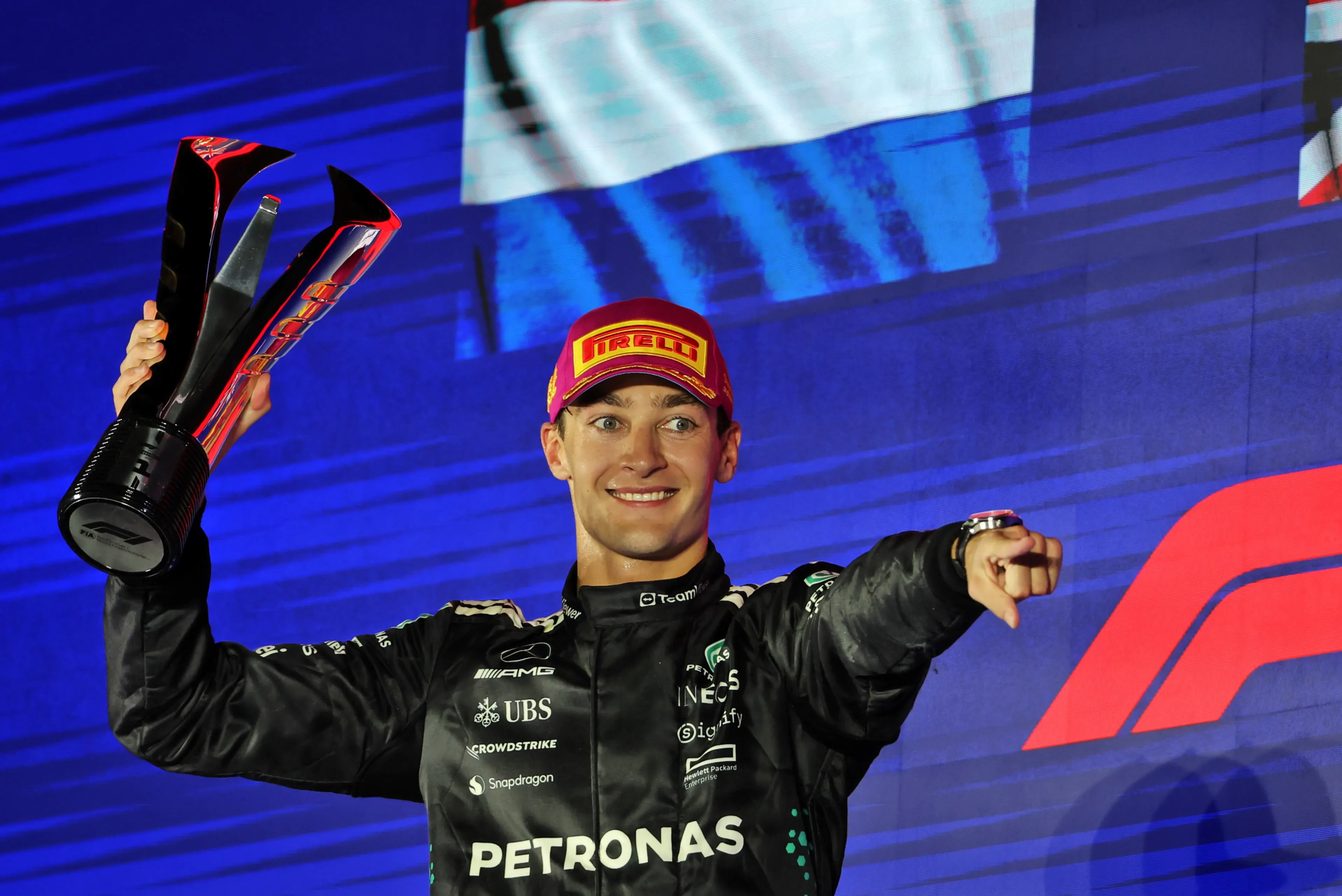 russell podium singapore grand prix