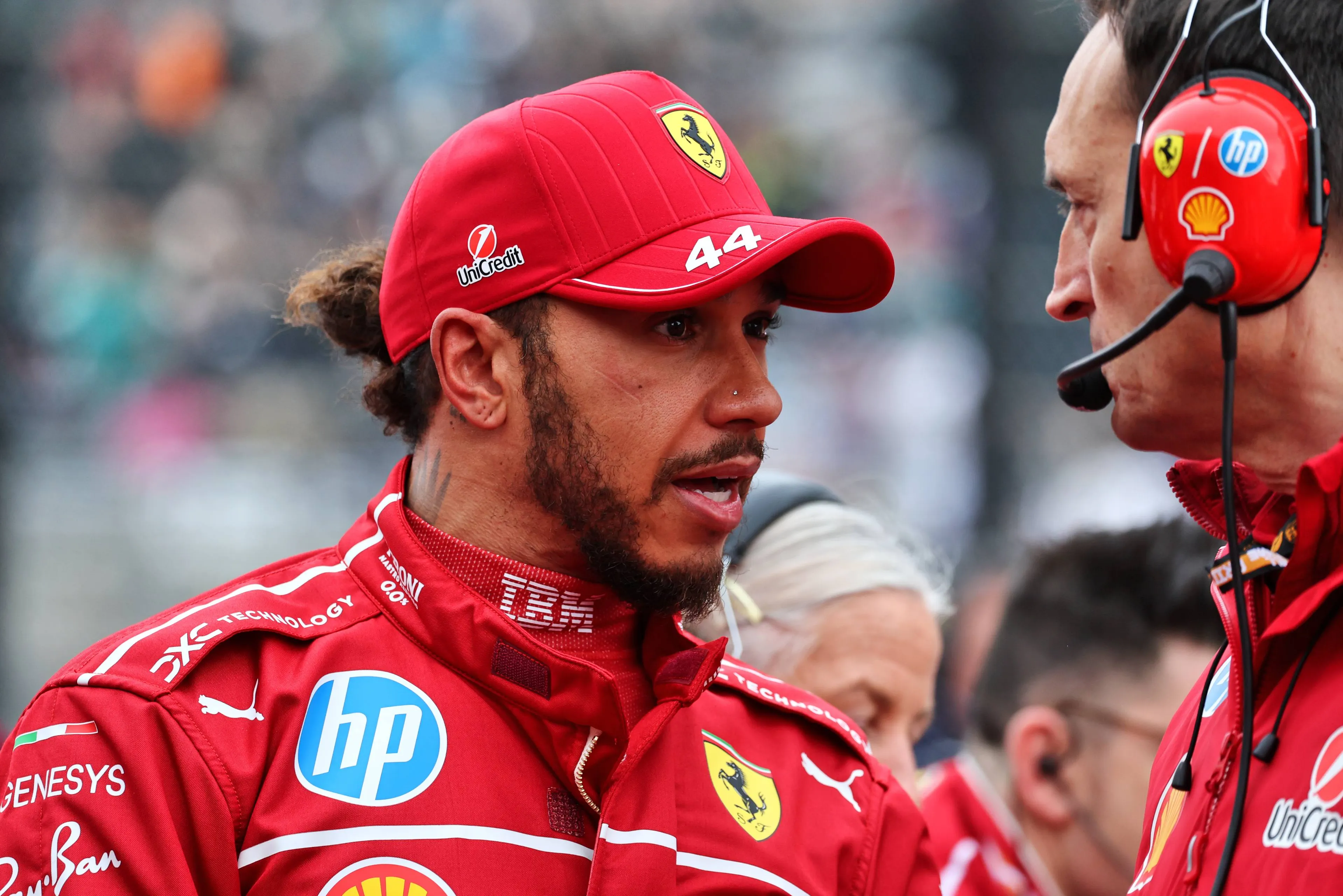 Lewis Hamilton and Ferrari race engineer Riccardo Adami