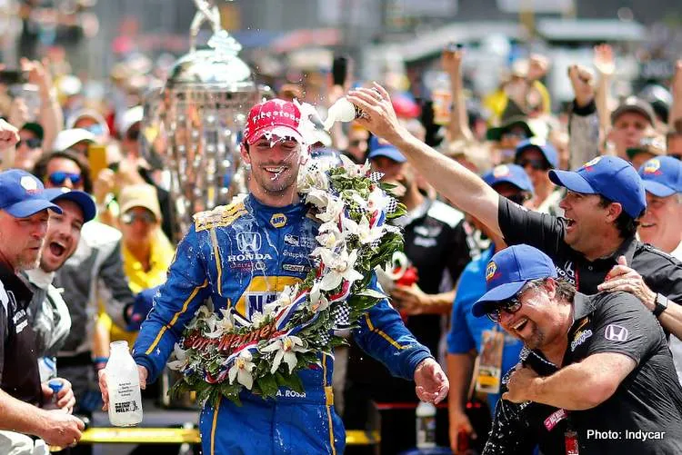 1 alexander rossi celebrates indianapolis 500 win