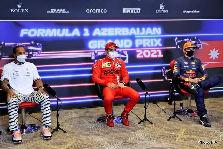 2021 azerbailajn grand prix qualifying press conference leclerc hamilton verstappen fia