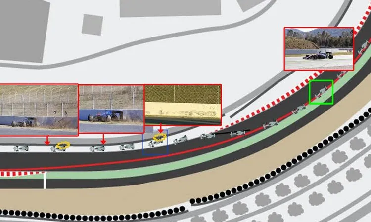 alonso barcelona test crash graphic