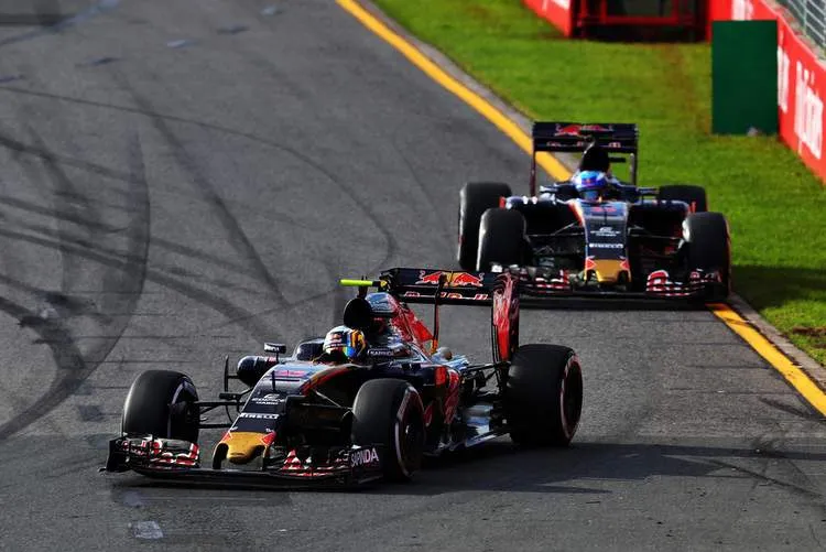 carlos sainz of spain drives the scuderia toro rosso str11 ferrari turbo ahead of max verstappen