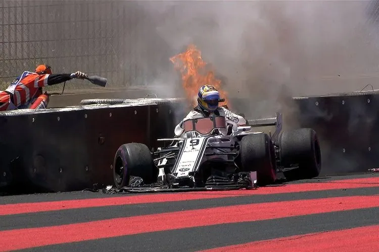 ericsson fire flames burn stop sauber