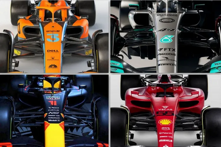 f1 cars 2022 ferrari red bull mercedes mclaren montage