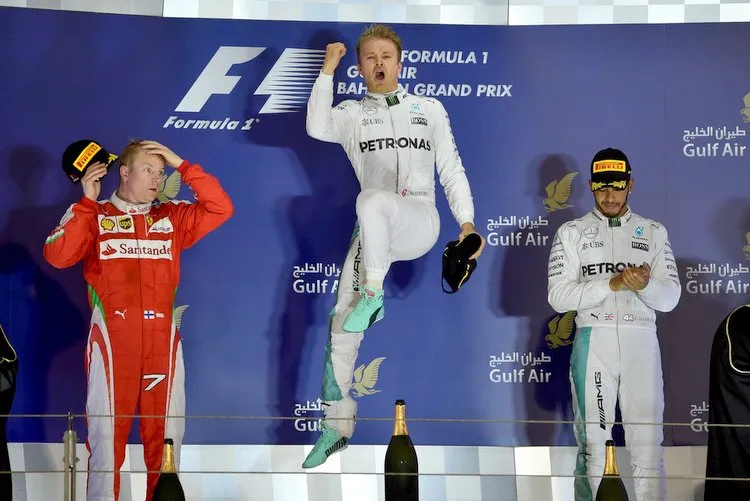 f1grandprixofbahrainraikkonen rosberg hamilton podium2