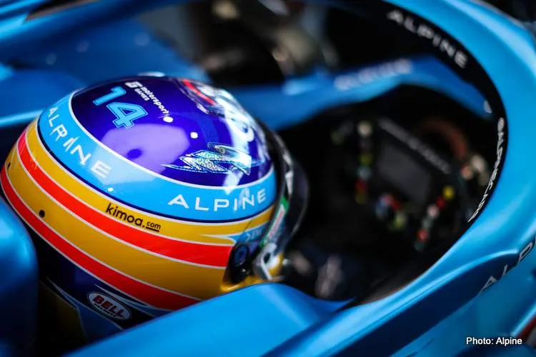 fernando alonso 2021 baku cockpit helmet fp2