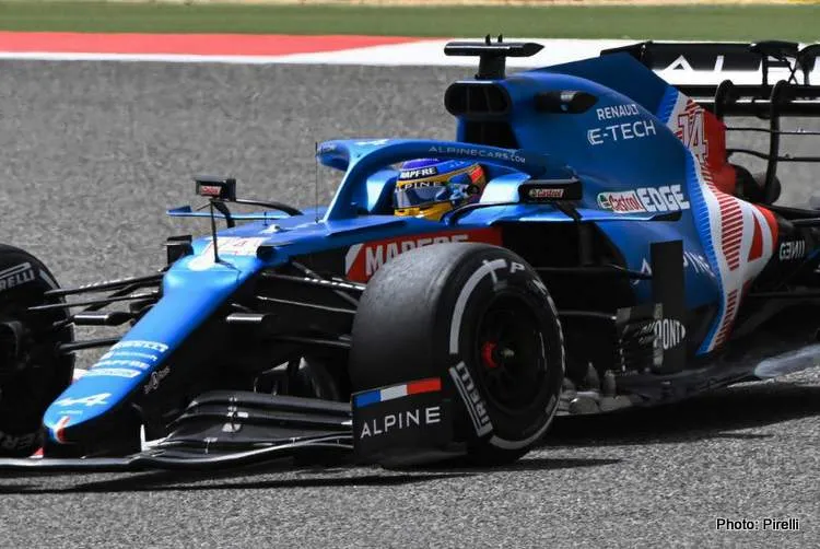 fernando alonso bahrain alpine test f1 2021