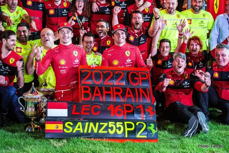 ferrari celebrate bahrain 2022