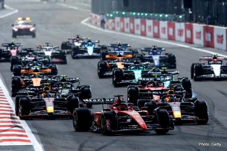 ferrari charles leclerc leads azerbaijan grand prix start planet f1 001