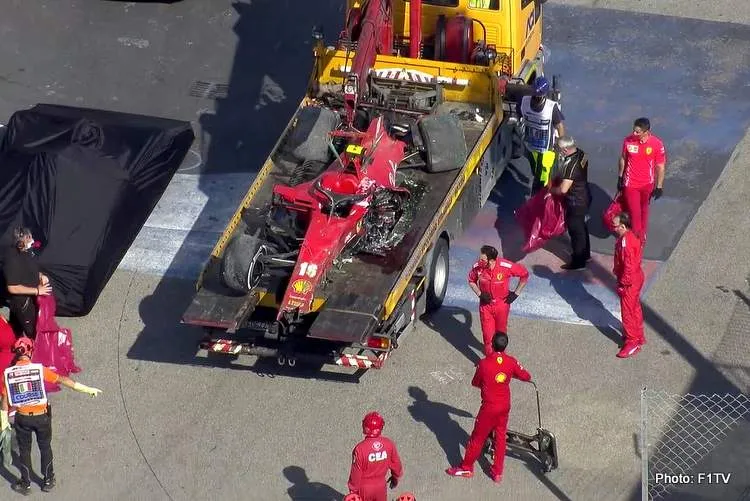 ferrari lclerc crash